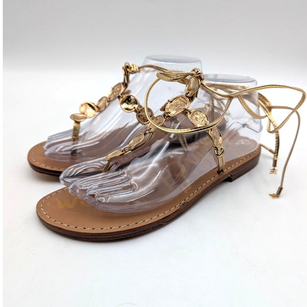 Sam Edelman Deirdre Wrap Sandals Women's Gold Mine Metallic Size US7.5 EU38